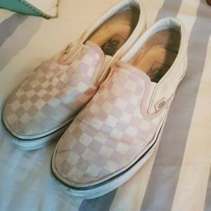 Light pink checkered vans